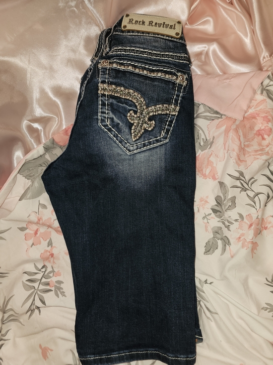 Rock Revival Pants - Rock Revival Women's Dark Blue Embellished Pocket Bermudas